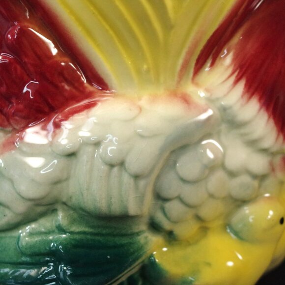 Vintage Ceramic Planter Hen and Chicks 1950s American Bisque Chicken Rooster - Picture 3 of 5